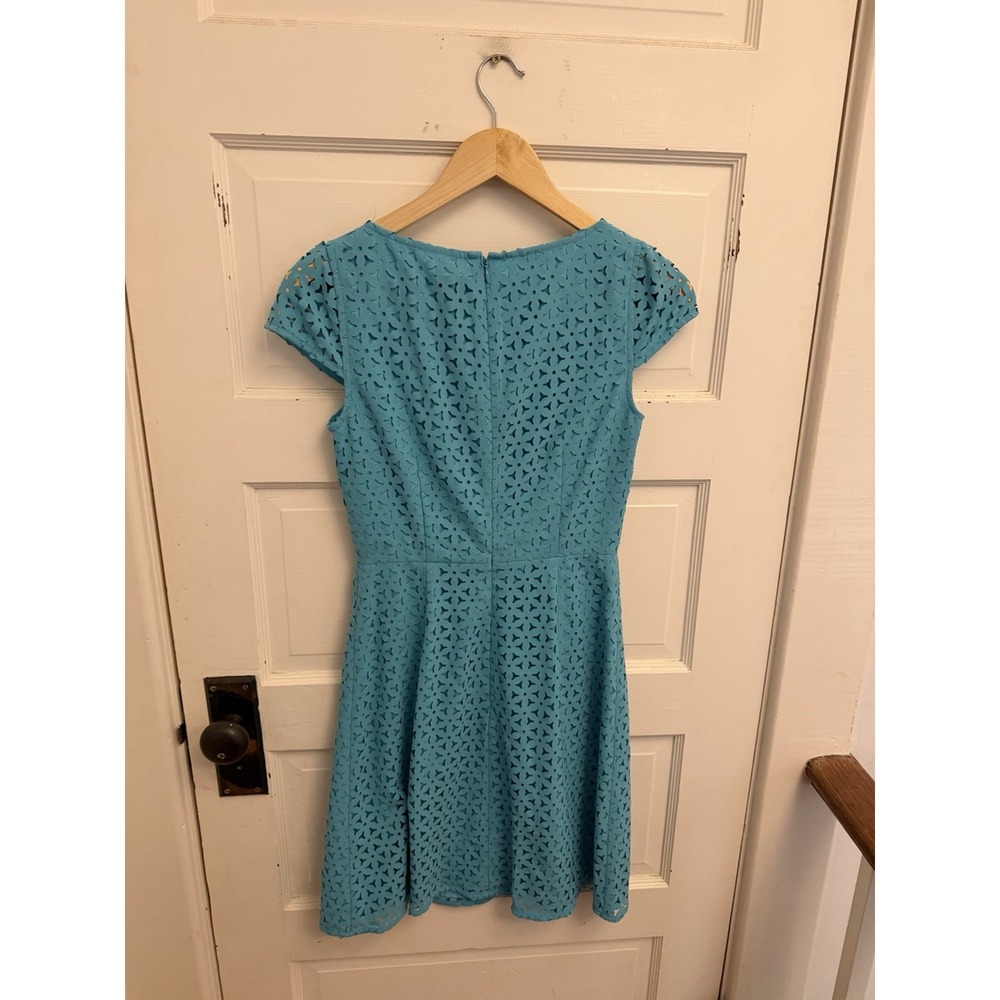 J. Crew Women's Blue Laser Cut A Line Dress Cap Sleeve Career Cocktail 0 XS New - Picture 5 of 5